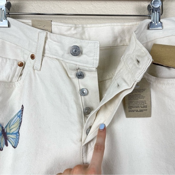 Levi’s 501 Original Fit Straight Leg Butterfly Print Jeans Size 28X28 Women - Picture 4 of 16